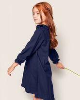 Girl's Flannel Victoria Nightgown | Navy Nightgowns Petite Plume 