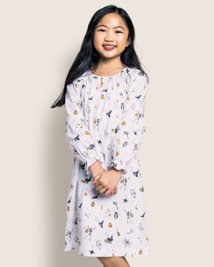 Girl's Twill Delphine Nightgown in Trick or Treat Children's Nightgown Petite Plume 