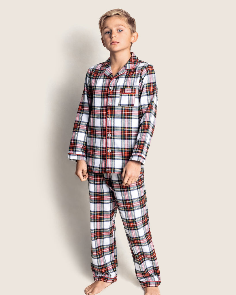 Kid's Brushed Cotton Pajama Set | Balmoral Tartan Pajama Sets Petite Plume 