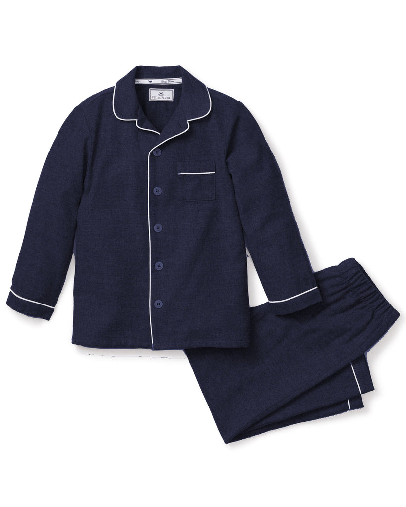 Kid's Flannel Pajama Set | Navy Pajama Sets Petite Plume 