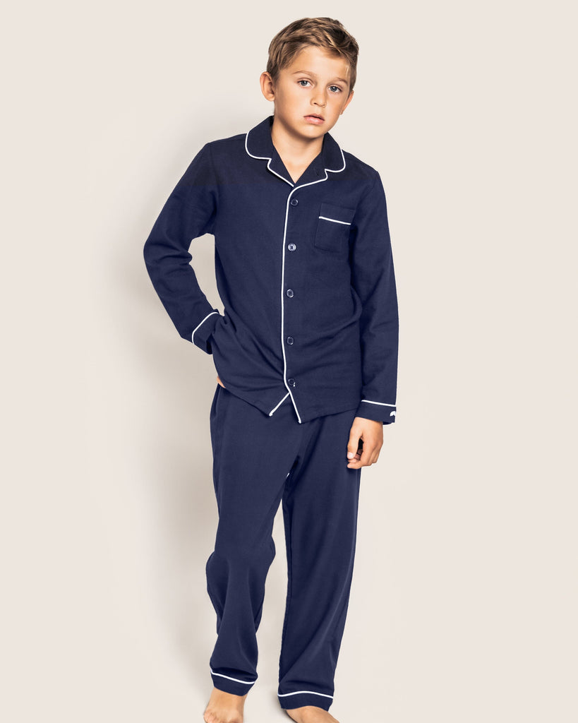 Kid's Flannel Pajama Set | Navy Pajama Sets Petite Plume 