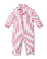 Baby's Twill Romper in Antique Red Ticking Infant Romper Petite Plume 