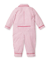 Baby's Twill Romper in Antique Red Ticking Infant Romper Petite Plume 