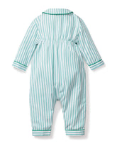 Baby's Twill Romper in Emerald Ticking Infant Romper Petite Plume 