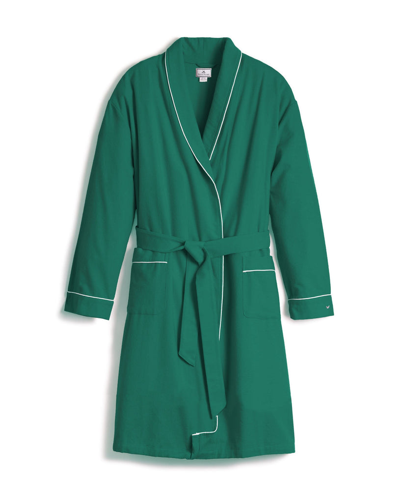 Women's Flannel Robe in Forest Green Women Robe Petite Plume 