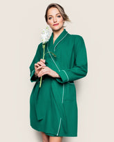 Women's Flannel Robe in Forest Green Women Robe Petite Plume 