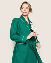 Women's Flannel Robe in Forest Green Women Robe Petite Plume 