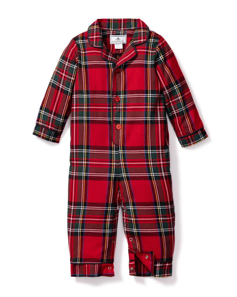 Baby's Brushed Cotton Classic Romper in Imperial Tartan Infant Romper Petite Plume 