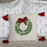 Green Wreath 10" Pillow | Ecru Throw Pillows Melange Collection 