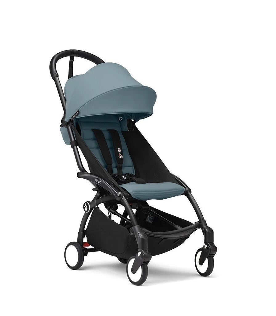 Stokke YOYO³ bundle 6+ months | Aqua on Black Stroller Stokke Aqua on Black 41.7 x 33.8 x 17.3 in 