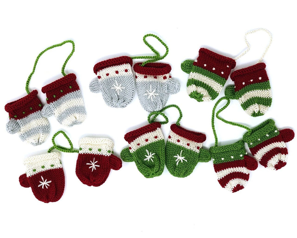 Pair of Mittens Ornaments- set of 6 Christmas Ornaments Melange Collection 