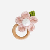 Cotton Crochet Rattle Teether Flower | Blush Rattles The Blueberry Hill OS Blush 
