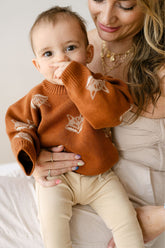 Organic Fox Knit Sweater | Mocha Bisque Sweaters Dear Hayden 0-6m 