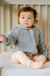 Pima Cotton Knit Waffle Hoody | Pearl Blue Sweatshirts Dear Hayden 0-6m 