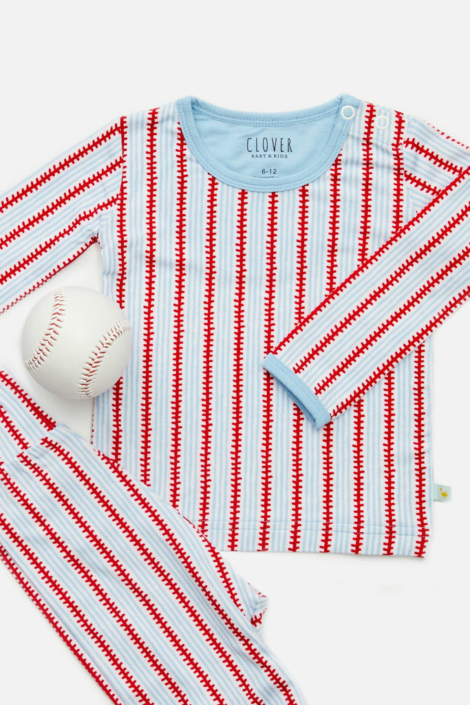 Long Sleeve Pajama Set - Baseball Stripes by Clover Baby & Kids Clover Baby & Kids 