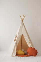 “Beige” Teepee and "Grey Linen" Round Mat Set Set teepee with mat moimili.us 