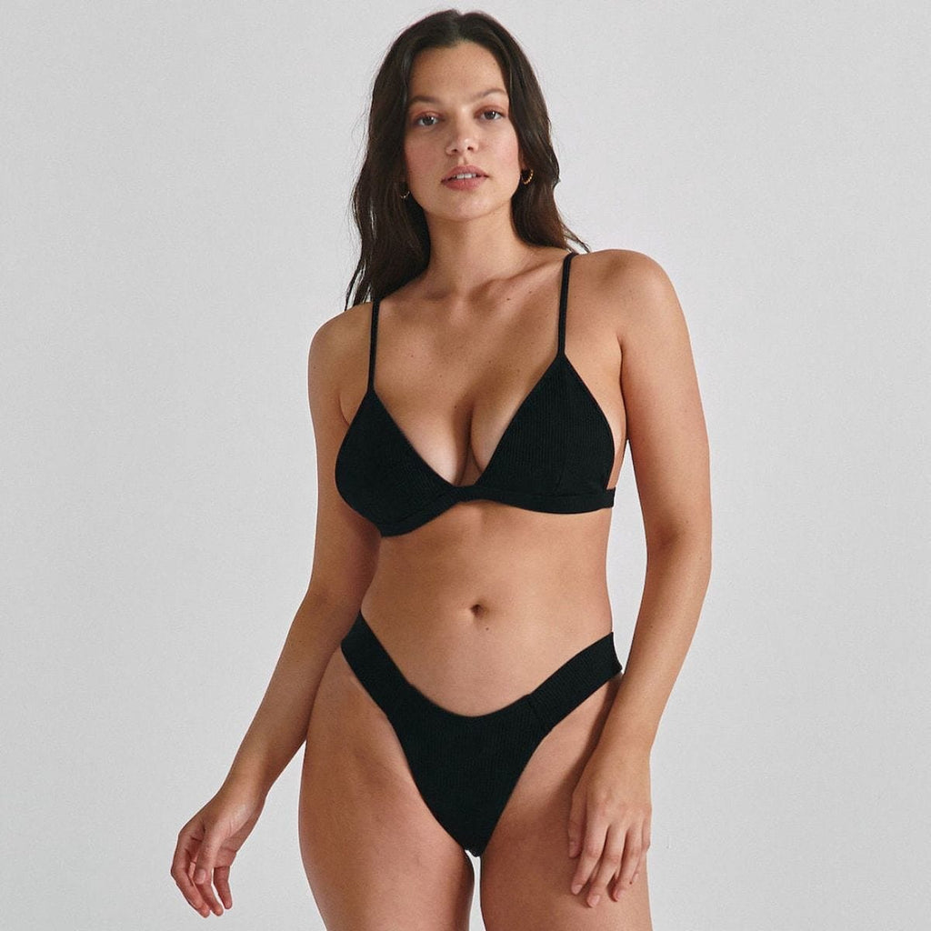 Black Rib Added Coverage Uno Bikini Bottom Bikini Bottom Montce 