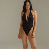 Black Rib Tropez Tie-Up One-Piece One-Piece Montce 