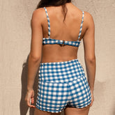 Blue Gingham Micro Bike Short Active Short Montce 