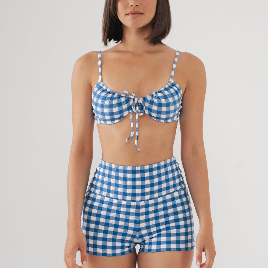 Blue Gingham Micro Bike Short Active Short Montce 