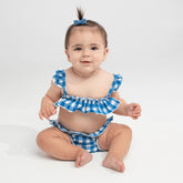 Blue Gingham Mini Cabana Bikini Set Mini Swimwear Montce 