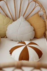 “Caramel Circus” Round Patchwork Pillow Cushion moimili.us 