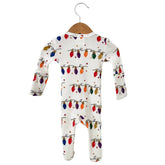 Organic Waffle Basic Zip Footie | Christmas Lights Onesies SpearmintLOVE 