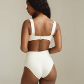 Cream Rib Added Coverage High Rise Bikini Bottom Bikini Bottom Montce 