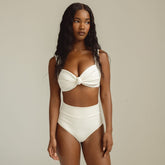 Cream Rib Added Coverage High Rise Bikini Bottom Bikini Bottom Montce 