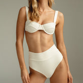 Cream Rib Added Coverage High Rise Bikini Bottom Bikini Bottom Montce 