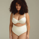 Cream Rib Added Coverage High Rise Bikini Bottom Bikini Bottom Montce 