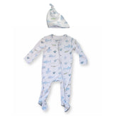 Zippered Footie in Under the Sea Footies Dear Perli 0-3M & Baby Hat 