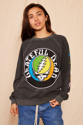 Grateful Dead Dancing Bears Crewneck Sweatshirt Sweatshirt People of Leisure Washed Black S 