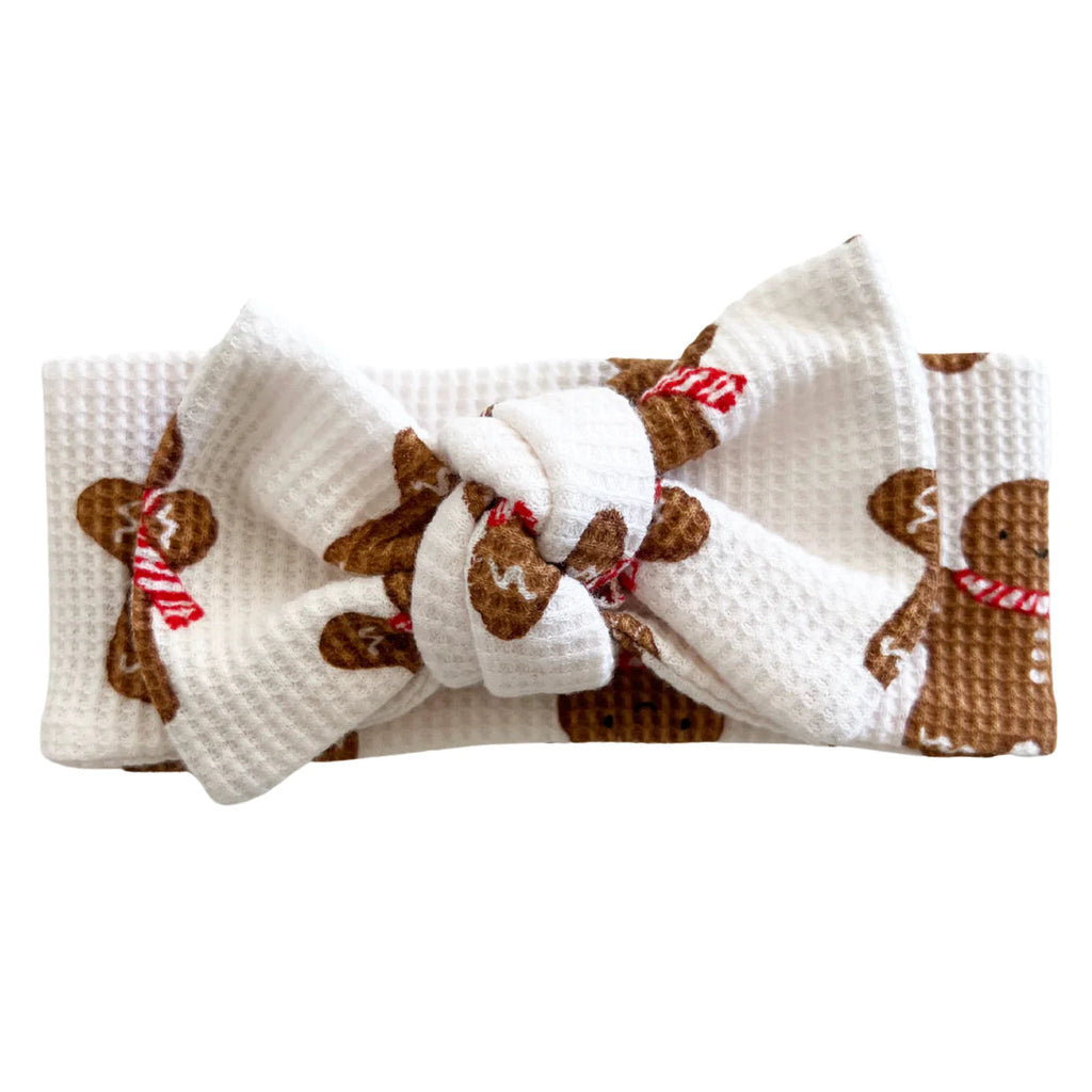 Organic Waffle Knot Bow | Gingerbread Man Bows & Headbands SpearmintLOVE OS Gingerbread 