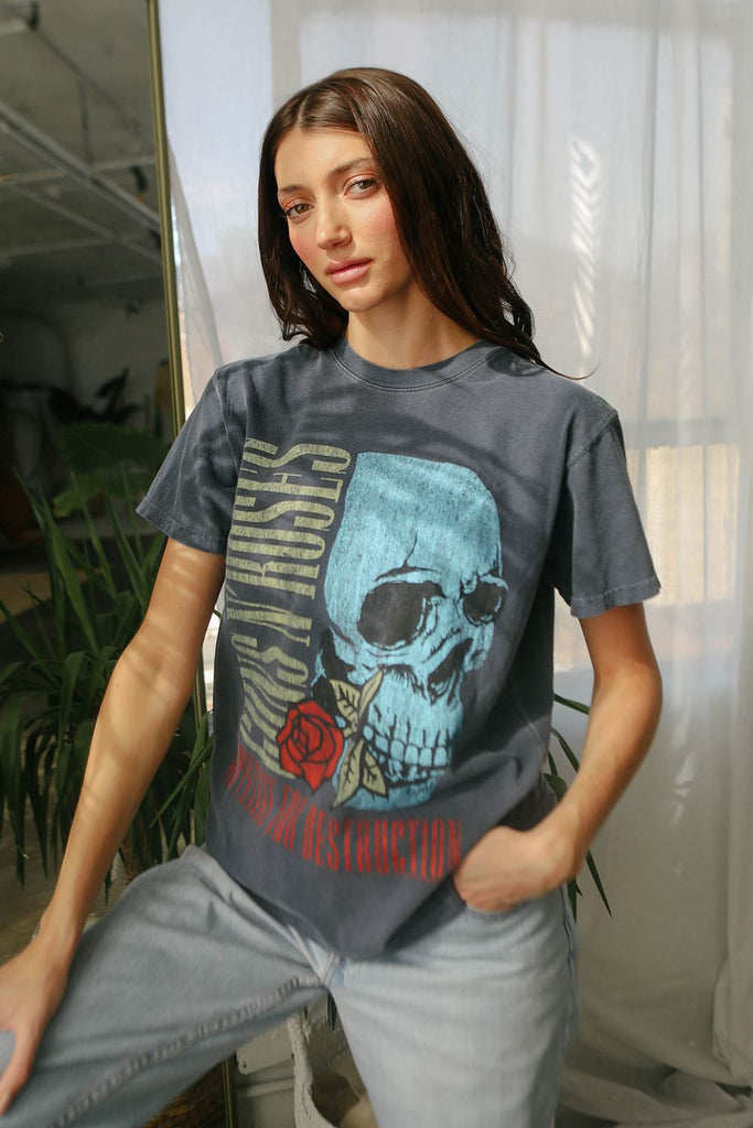 Guns N Roses Flower Skull Tee Band Tees People of Leisure 