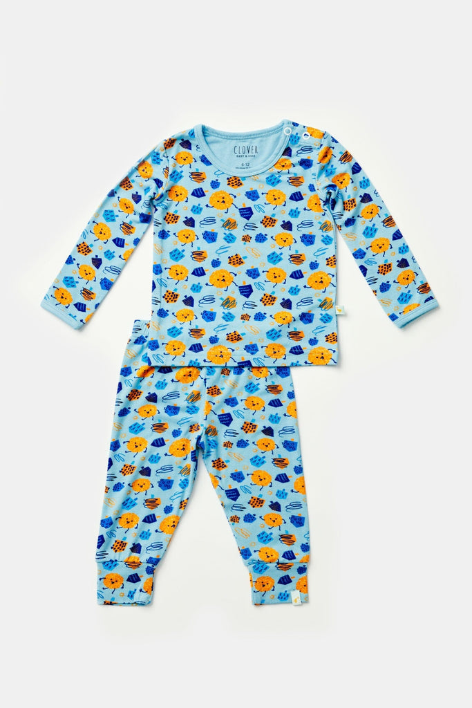 Long Sleeve Pajama Set | Hanukkah Dreidels Pajama Sets Clover Baby & Kids 