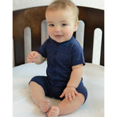 Henley Romper - Stripe on Indigo 100% Pima Cotton by Feather Baby Feather Baby 