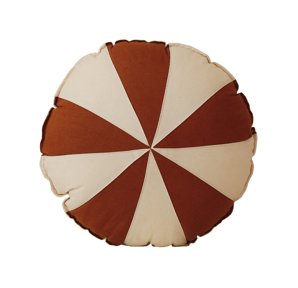 “Caramel Circus” Round Patchwork Pillow Cushion moimili.us 