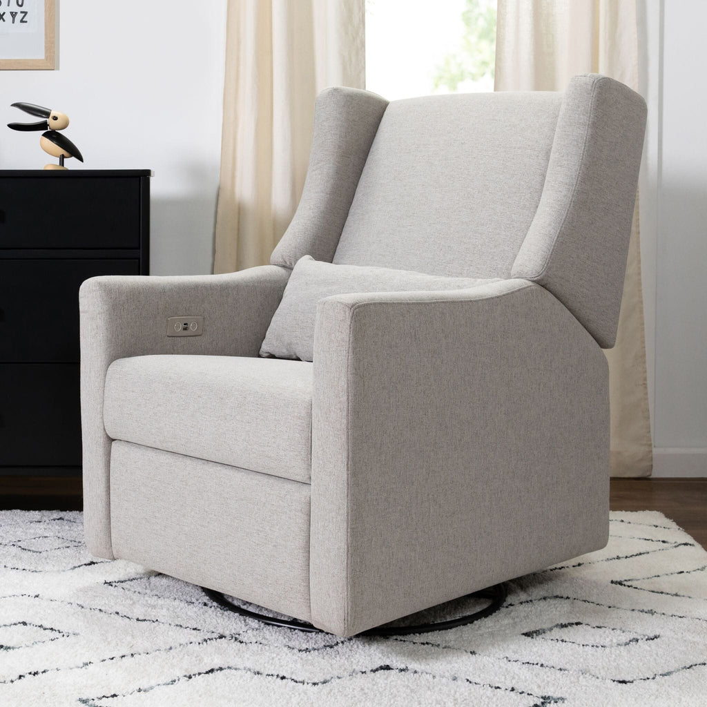 Kiwi Electronic Recliner and Swivel Glider - Grey Eco-Weave