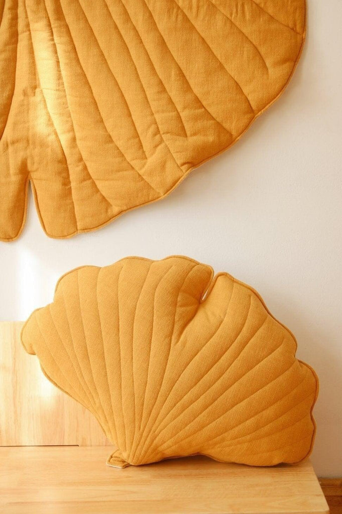 Linen “Mango” Ginkgo Leaf Pillow Cushion moimili.us 