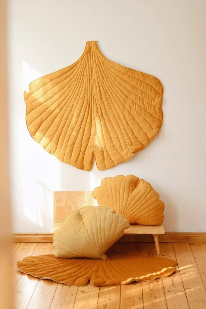 Linen “Mango” Ginkgo Leaf Mat Mat moimili.us 