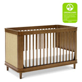 Marin with Cane 3-in-1 Convertible Crib | Natural Walnut with Blonde Cane Cribs & Toddler Beds NAMESAKE 