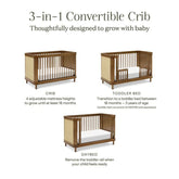 Marin with Cane 3-in-1 Convertible Crib | Natural Walnut with Blonde Cane