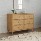 Marin with Cane 6 Drawer Dresser | Honey