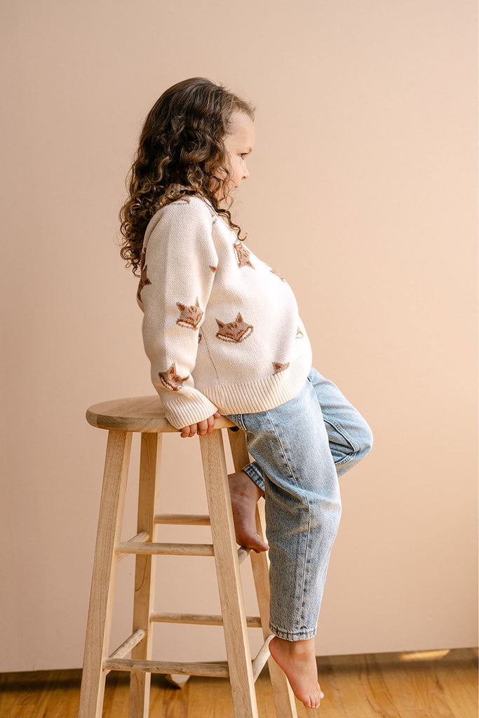 Organic Fox Knit Sweater | Pale Pink Sweaters Dear Hayden 