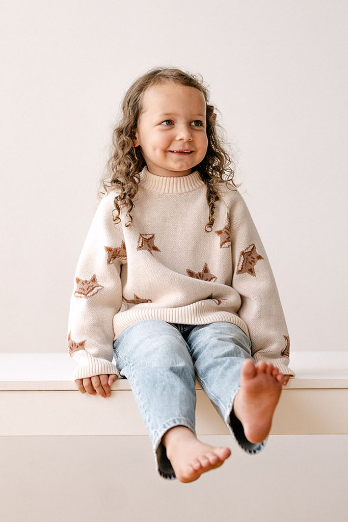 Organic Fox Knit Sweater | Pale Pink Sweaters Dear Hayden 0-6m 