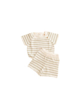 Organic Cotton Knit Stripe Short Set Sets Dear Hayden sage 0-3m 