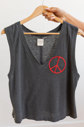 Peace Embroidered Tank Tank People of Leisure 