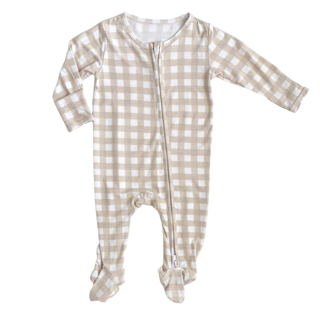 Zippered Footie in Gingham Footies Dear Perli 0-3m 