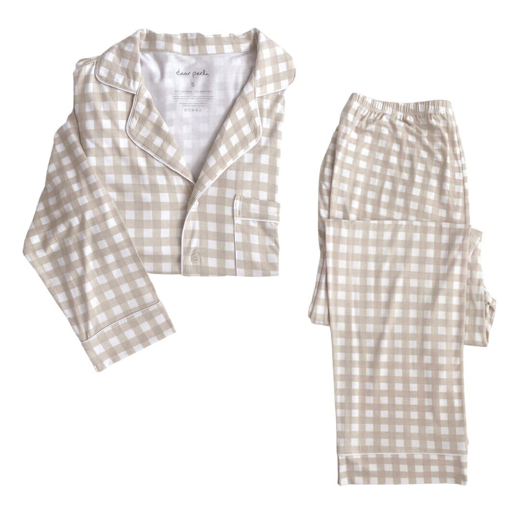 Women's Long Sleeve Pajama Set in Gingham Dear Perli Gingham XS 